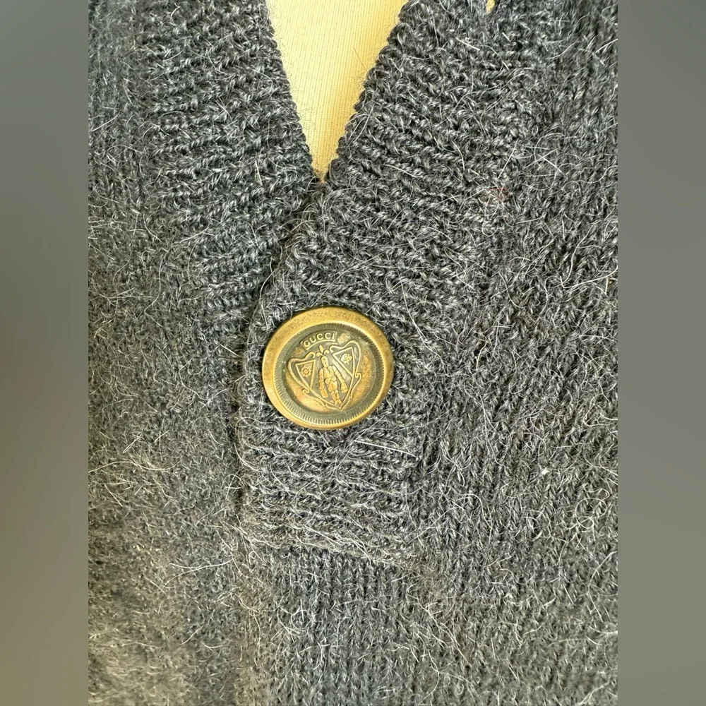 Gucci Navy Blue Alpaca Wool Knit Sweater, Size XL